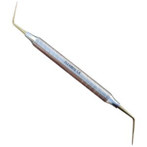DG16 endodontic probe dual-angled gold-tipped stainless steel dental canal explorer instrument by Flexibite