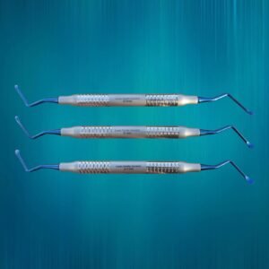 Lucas Curette Serrated Set of 3 sizes 2.5mm 3mm 3.5mm titanium-coated dental surgical instruments by Flexibite